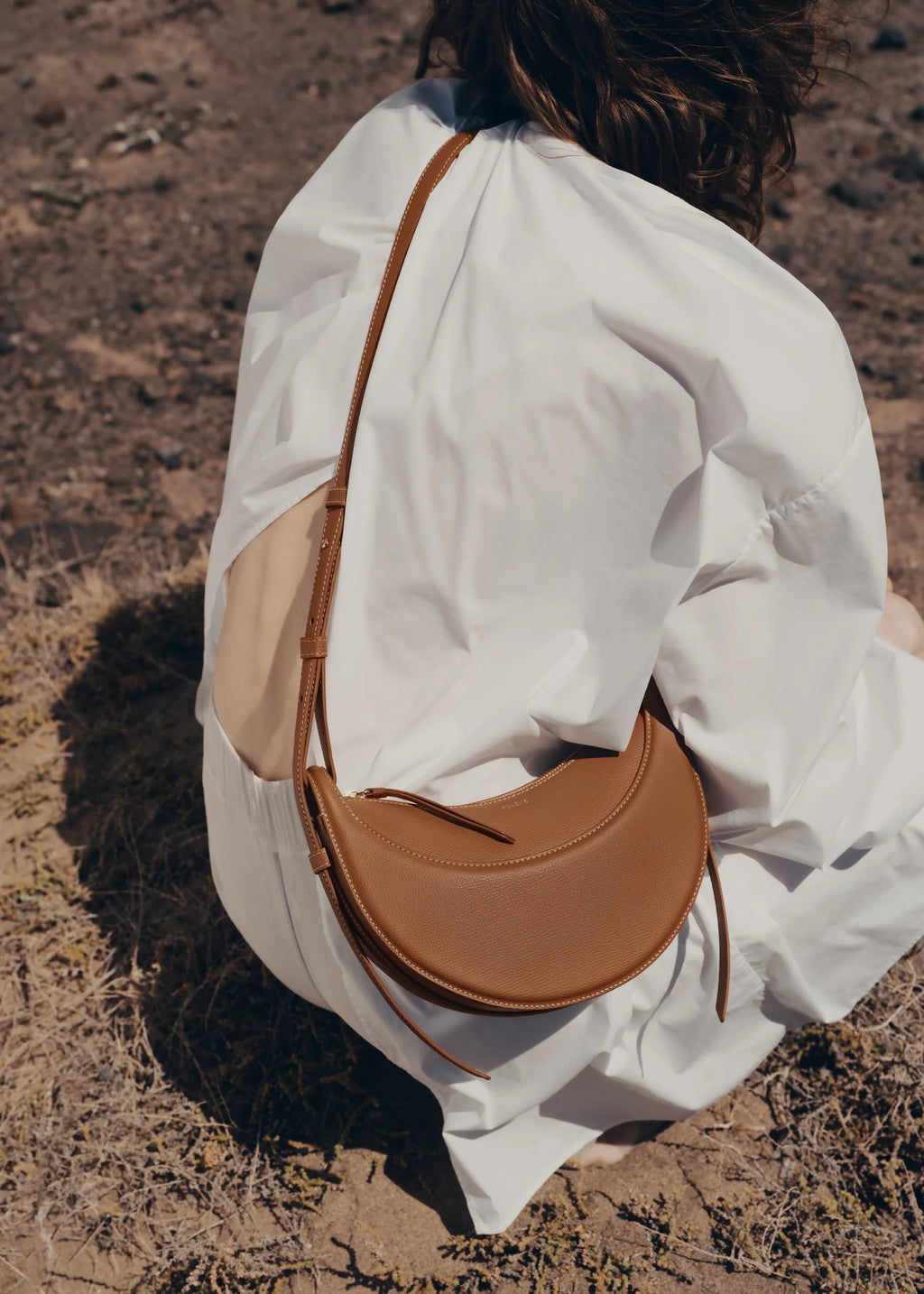 Polène Numéro Dix Textured Leather Shoulder Bag - Camel