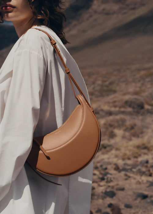 Polène Numéro Dix Textured Leather Shoulder Bag - Camel